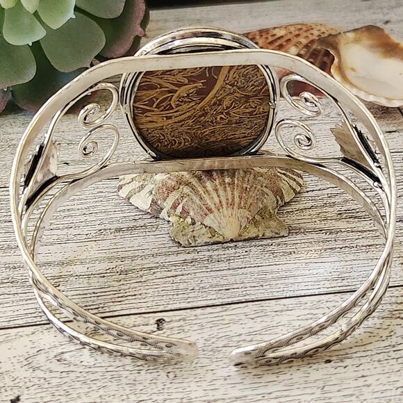 Miriam Stone Sterling Silver Cuff Bracelet - Bold Natural Elegance - Picture 6 of 10